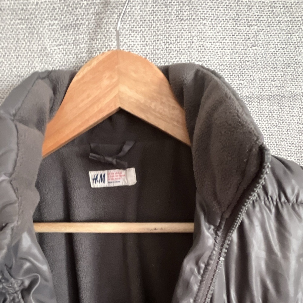 H&M Unisex Kids Size 12 Gray Puffer Jacket Full Zip Long Sleeve Padded - Picture 3 of 3